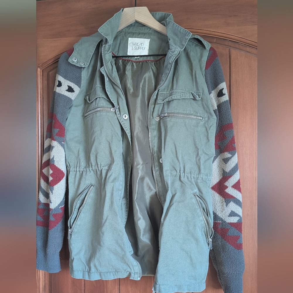 Thread & Supply Green and Red Utility Jacket
